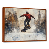 Black Skateboard Street Accented With Red - Skateboard Canvas Wall Art