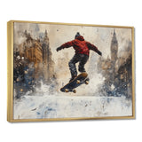 Black Skateboard Street Accented With Red - Skateboard Canvas Wall Art