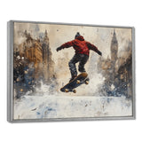 Black Skateboard Street Accented With Red - Skateboard Canvas Wall Art