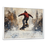 Black Skateboard Street Accented With Red - Skateboard Canvas Wall Art