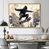 Black Skateboard Street Women's Accented With - Skateboard Canvas Wall Art
