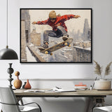 Red Skateboard Street Women's Accented With - Skateboard Canvas Wall Art