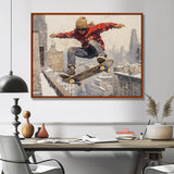 Red Skateboard Street Women's Accented With - Skateboard Canvas Wall Art