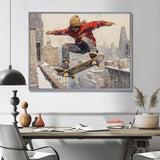 Red Skateboard Street Women's Accented With - Skateboard Canvas Wall Art