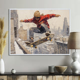 Red Skateboard Street Women's Accented With - Skateboard Canvas Wall Art