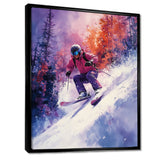 Purple Ski Slopestyle Accented With Orange I - Skiing Canvas Wall Art