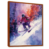 Purple Ski Slopestyle Accented With Orange I - Skiing Canvas Wall Art