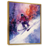 Purple Ski Slopestyle Accented With Orange I - Skiing Canvas Wall Art
