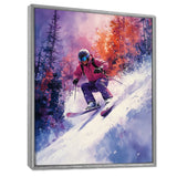 Purple Ski Slopestyle Accented With Orange I - Skiing Canvas Wall Art