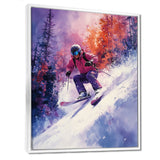 Purple Ski Slopestyle Accented With Orange I - Skiing Canvas Wall Art
