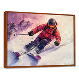 Orange Ski Slopestyle Mens Accented With Pink - Skiing Canvas Wall Art