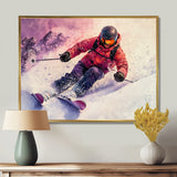 Orange Ski Slopestyle Mens Accented With Pink - Skiing Canvas Wall Art