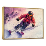 Orange Ski Slopestyle Mens Accented With Pink - Skiing Canvas Wall Art