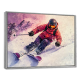 Orange Ski Slopestyle Mens Accented With Pink - Skiing Canvas Wall Art