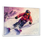 Orange Ski Slopestyle Mens Accented With Pink - Skiing Canvas Wall Art