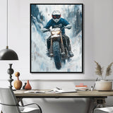 Green Snowmobile Freestyle Accented With White - Dirt Bike Canvas Wall Art