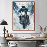Green Snowmobile Freestyle Accented With White - Dirt Bike Canvas Wall Art