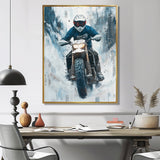 Green Snowmobile Freestyle Accented With White - Dirt Bike Canvas Wall Art