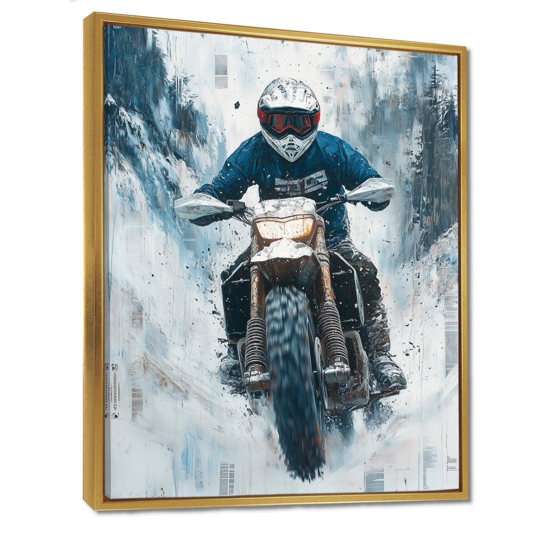 Green Snowmobile Freestyle Accented With White - Dirt Bike Canvas Wall Art