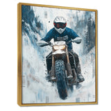 Green Snowmobile Freestyle Accented With White - Dirt Bike Canvas Wall Art