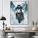 Green Snowmobile Freestyle Accented With White - Dirt Bike Canvas Wall Art