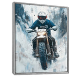 Green Snowmobile Freestyle Accented With White - Dirt Bike Canvas Wall Art