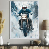 Green Snowmobile Freestyle Accented With White - Dirt Bike Canvas Wall Art