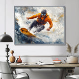 Yellow Wakeboard Big Air Accented With Grey I - Winter Sport Canvas Wall Art