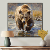 Grizzly By The River In Canada - Bear Living Room Wall Art