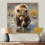 Grizzly By The River In Canada - Bear Living Room Wall Art