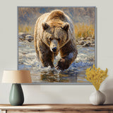 Grizzly By The River In Canada - Bear Living Room Wall Art