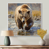 Grizzly By The River In Canada - Bear Living Room Wall Art