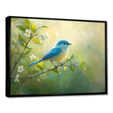 Bluebird In The Early Spring - Bird Canvas Wall Art