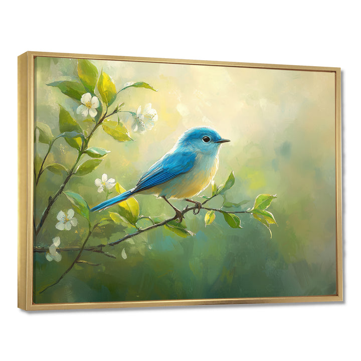 Bluebird In The Early Spring - Bird Canvas Wall Art