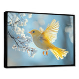 Fluffy Finch In The Forest Breeze - Bird Living Room Wall Art