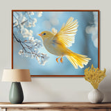 Fluffy Finch In The Forest Breeze - Bird Living Room Wall Art