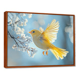 Fluffy Finch In The Forest Breeze - Bird Living Room Wall Art