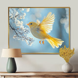 Fluffy Finch In The Forest Breeze - Bird Living Room Wall Art