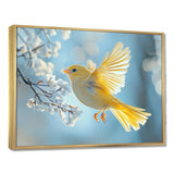 Fluffy Finch In The Forest Breeze - Bird Living Room Wall Art