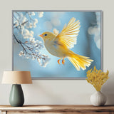 Fluffy Finch In The Forest Breeze - Bird Living Room Wall Art