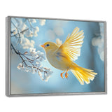 Fluffy Finch In The Forest Breeze - Bird Living Room Wall Art