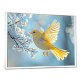 Fluffy Finch In The Forest Breeze - Bird Living Room Wall Art