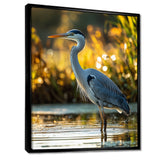 Photo Of Heron At The Farm Lake - Grey Heron Wall Art