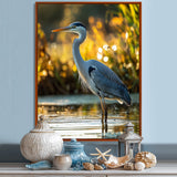 Photo Of Heron At The Farm Lake - Grey Heron Wall Art