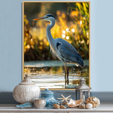 Photo Of Heron At The Farm Lake - Grey Heron Wall Art