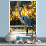 Photo Of Heron At The Farm Lake - Grey Heron Wall Art