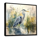 Heron By The Farm Lake - Heron Large Canvas Wall Art