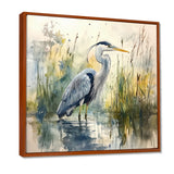 Heron By The Farm Lake - Heron Large Canvas Wall Art