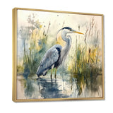 Heron By The Farm Lake - Heron Large Canvas Wall Art