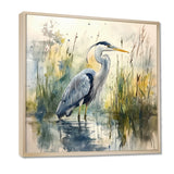 Heron By The Farm Lake - Heron Large Canvas Wall Art